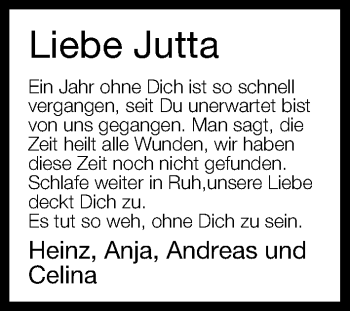 Traueranzeige von Jutta  von Neue Westfälische
